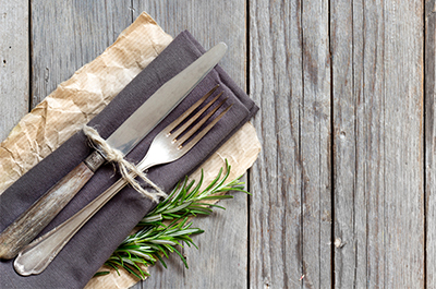 rustic place setting on wooden table